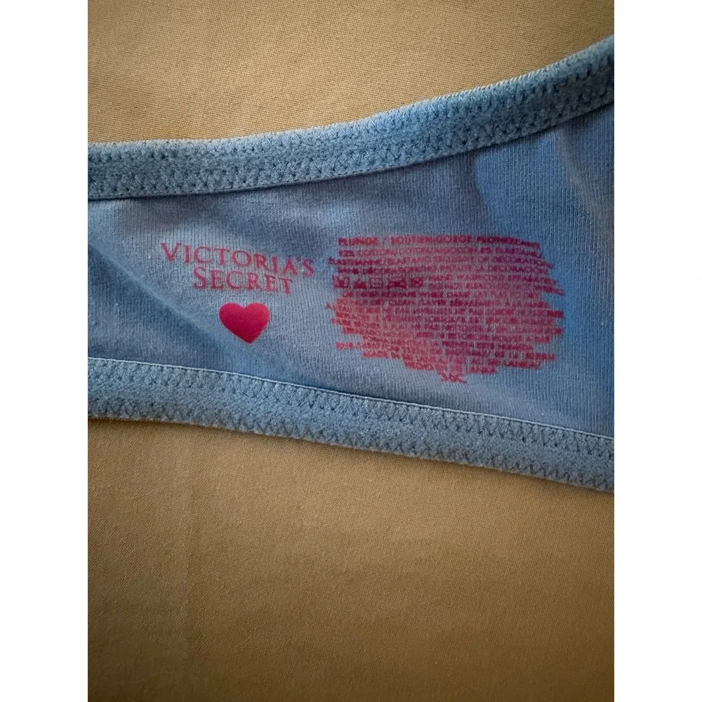 Victorias Secret Plunge Bra Light Blue Heathered Cotton Padded Underwire 36C